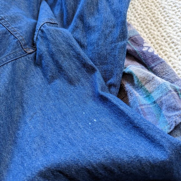 VTG CM Company Denim Long Sleeve Plaid Flannel Shirt Button Down Women's Medium - Picture 8 of 9